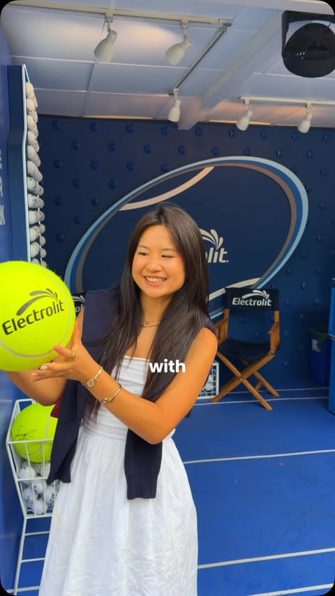Instagram post by @jerica.feasts for Electrolit. Caption reads: [...] finals day!! 🎾 Fueled with Electrolit. Best....