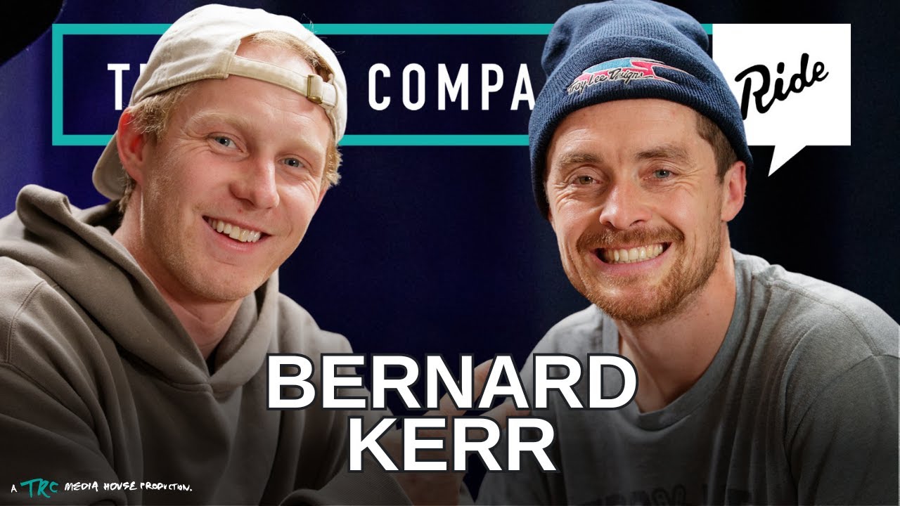 YouTube post by @TheRideCompanion for Compex. Caption reads: Bernard Kerr on testing Red Bull Hardline, bike....