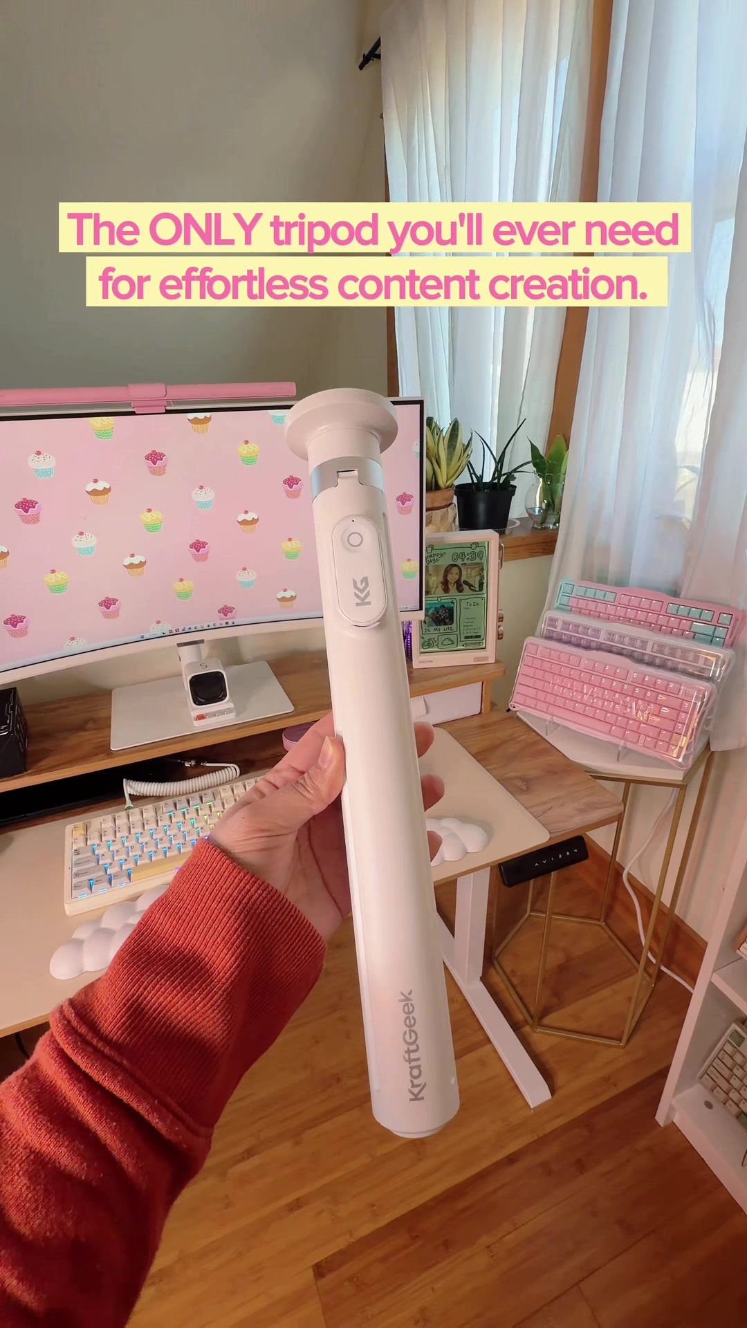 TikTok post by @shem.cozydesk for KraftGeek. Caption reads: [...] One of my best content creation tools!....