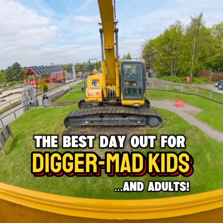 Instagram post by @brummymummydiaries for Diggerland. Caption reads: Diggerland Yorkshire 🚜 AD | We had the BEST time....