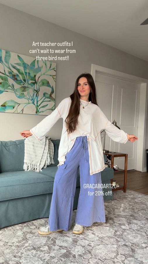 Instagram post by @gracabo.art for Three Bird Nest. Caption reads: Everything from @threebirdnest !! Use code....