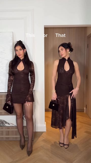 Instagram post by @chriena for Showpo. Caption reads: Mini or maxi ? @showpo Ad #outfitinspo....