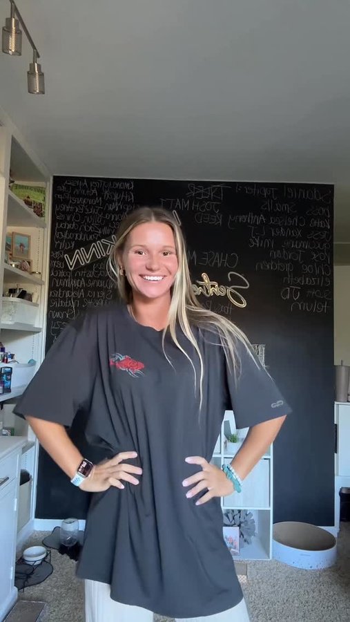 Instagram post by @sidneysentner for Crazy Shirts. Caption reads: When your boyfriend’s Crazy Shirts package....