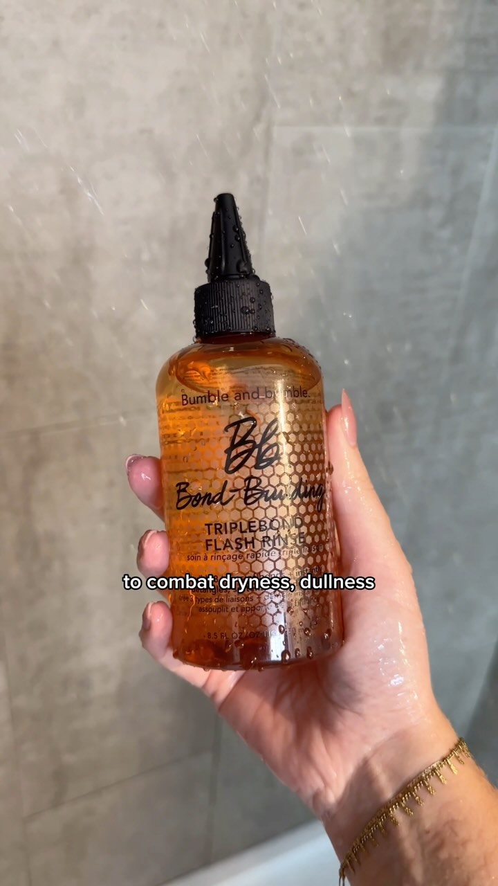 Instagram post by @esther.itterly for Bumble And Bumble.. Caption reads: Want softer, shinier hair in a flash? ✨ Try....