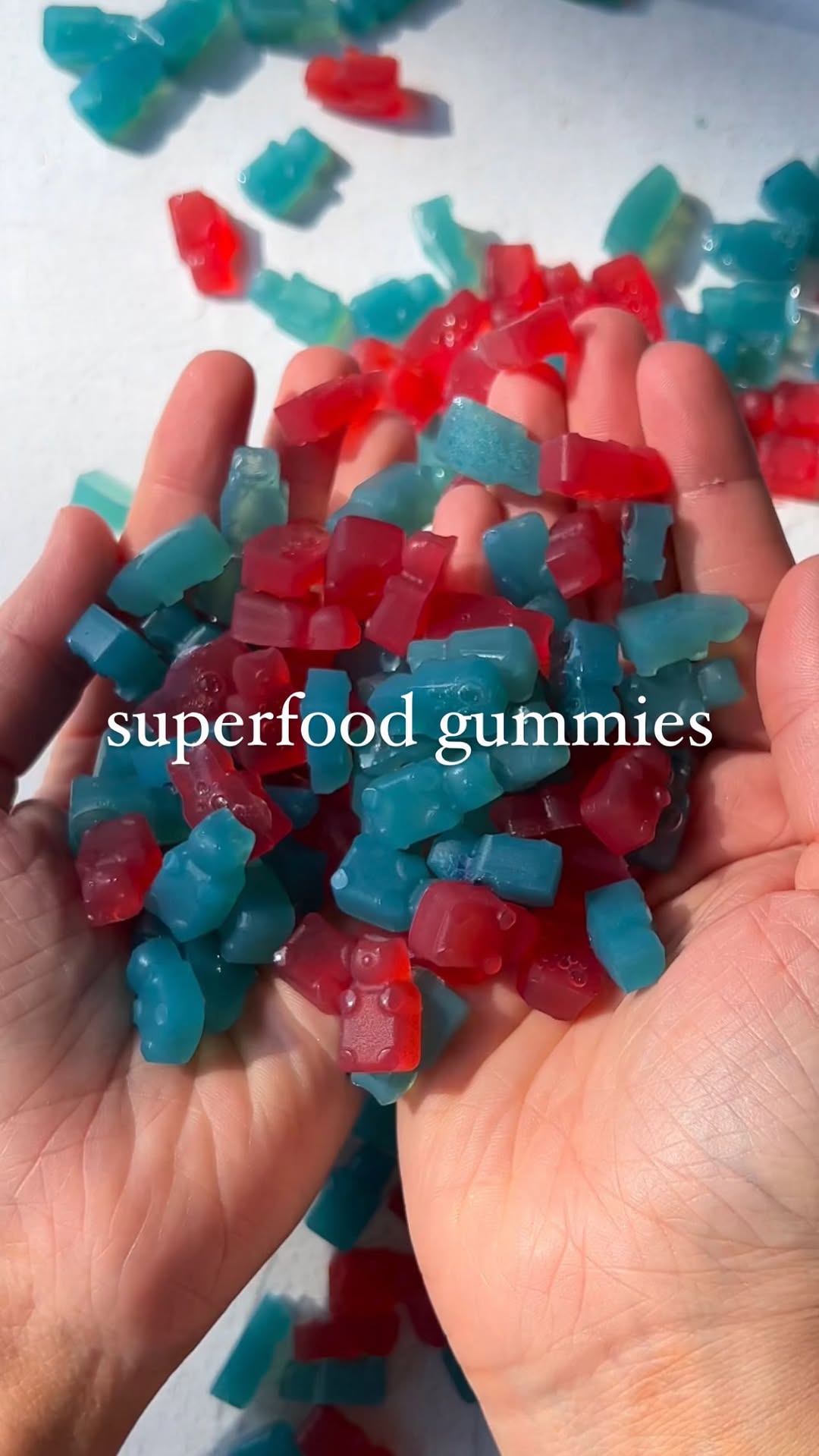 Instagram post by @plantyou for KOS. Caption reads: 🤩💖Superfood Gummy Bears with @KOS SUPERFOOD....