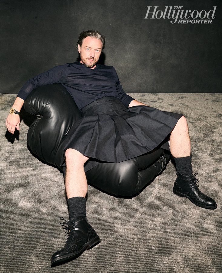 Instagram post by @jamesmcavoyrealdeal for Hollywood Reporter. Caption reads: #CaliforniaSchemin star #JamesMcAvoy rocks the....