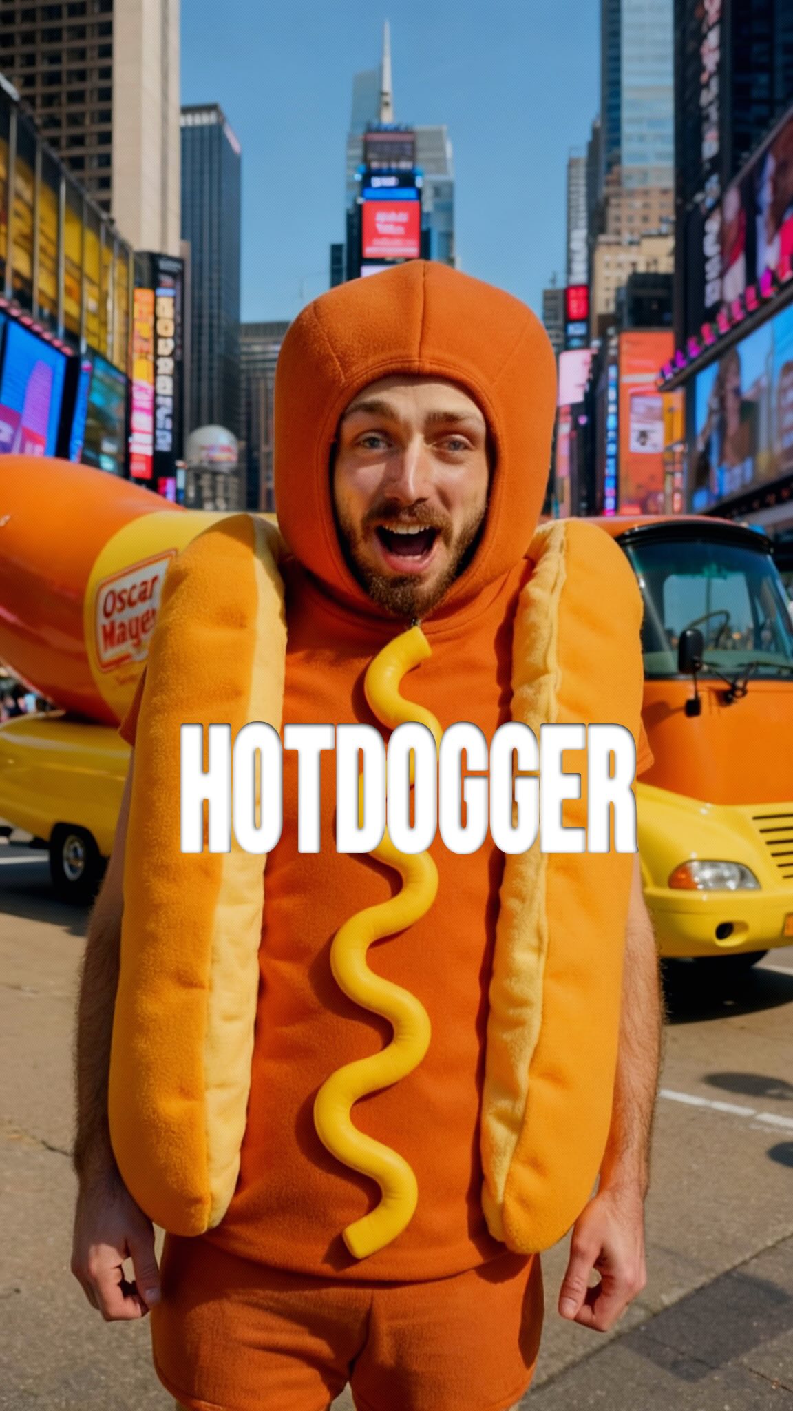 Instagram post by @gabriel.desanti for Oscar Mayer. Caption reads: POV: Your job is to drive a hot dog on wheels....
