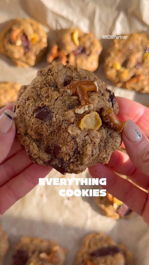 Instagram post by @runningonveggies for NOW Foods. Caption reads: 🥨🥜Everything Cookies🍫🌽
 
It’s that time of....