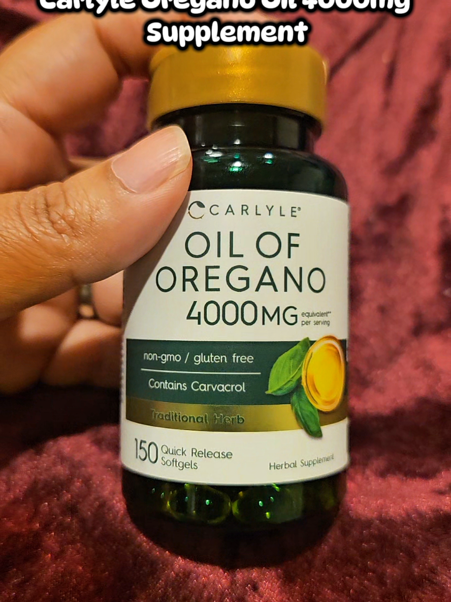 TikTok post by @nafis1824 for Carlyle Nutritionals. Caption reads: [...] Oregano Oil 4000mg Supplement @Carlyle....