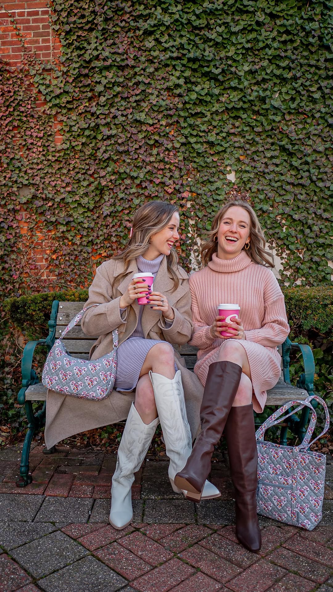 Instagram post by @two_scoops_of_style for verabradley. Caption reads: Easy winter outfit formula ❤️ (Comment INFO to....