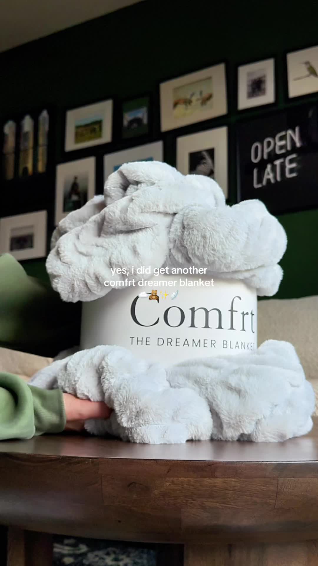 TikTok post by @cleotheween for Comfrt. Caption reads: [...] course. love a good quality weighted blanket....