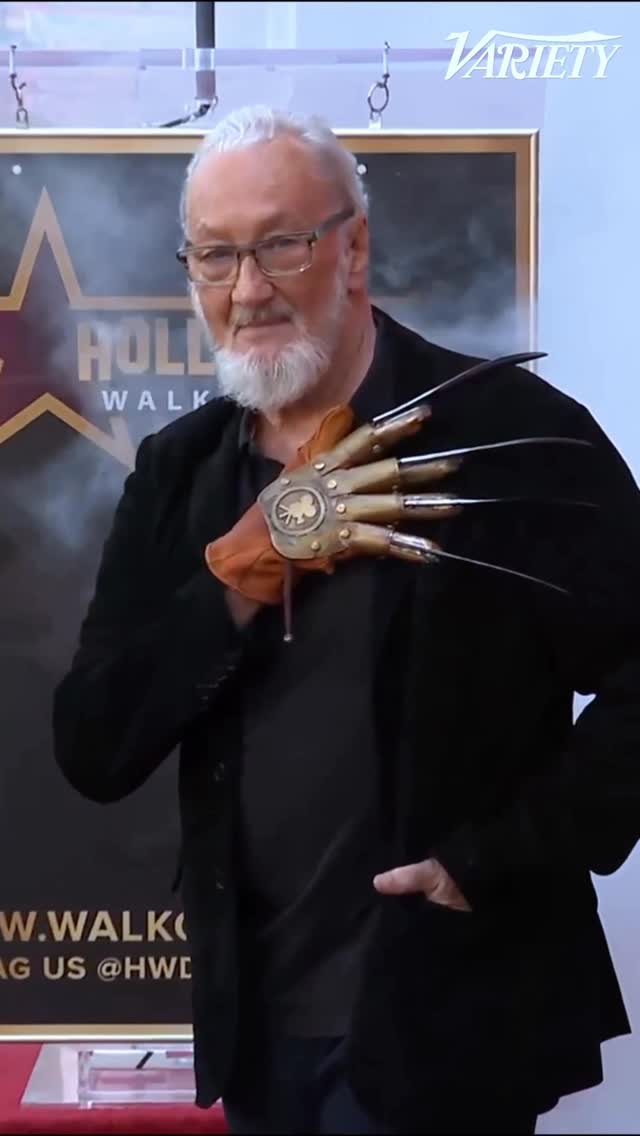 Instagram post by @officialrobertenglund for Variety. Caption reads: Robert Englund poses with his newly unveiled star....
