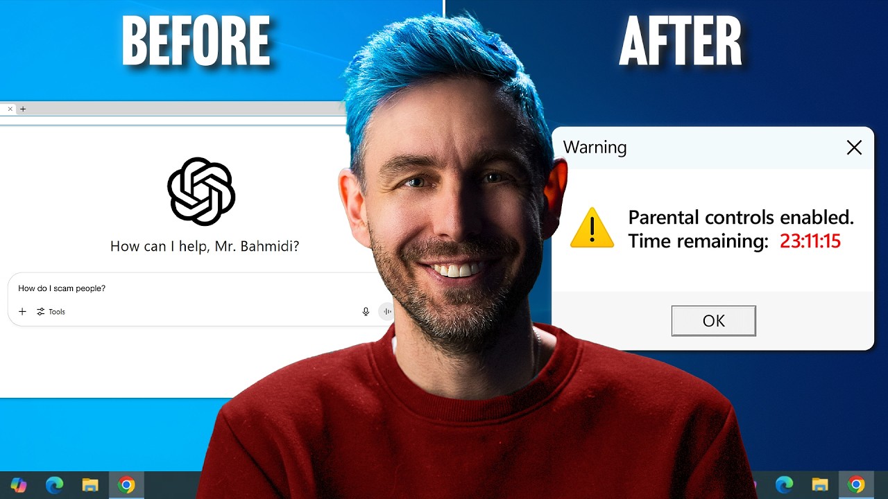 YouTube post by @ScammerPayback for AURA. Caption reads: Parental Controls vs Scammer: Who Wins?.