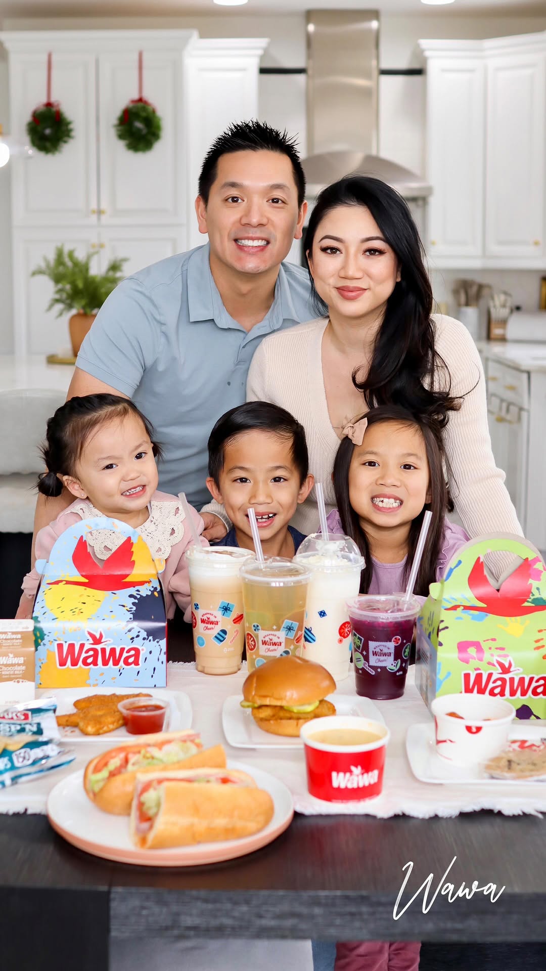 Instagram post by @ann.le.do for WAWA. Caption reads: When holiday🎄chaos hits, a mom can dream, right?✨....
