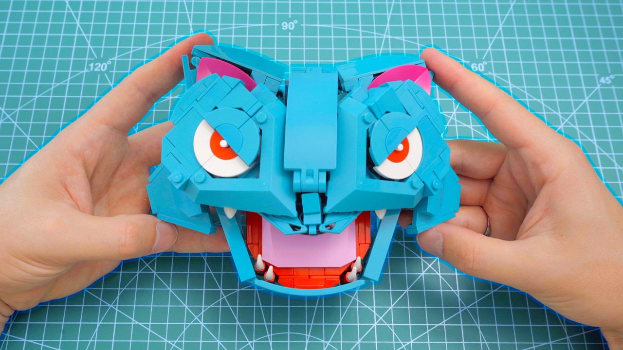 YouTube post by @MitchBuilds for Flickr. Caption reads: I Built a Custom LEGO Venusaur!.