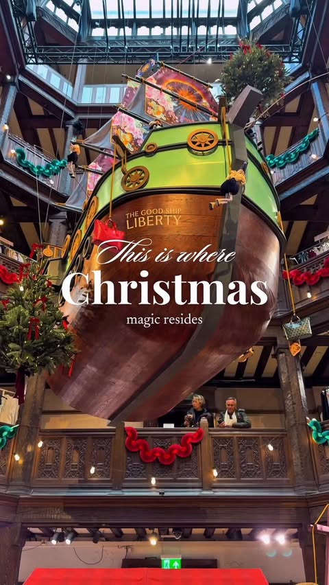 Instagram post by @purpurpurpur for Liberty London. Caption reads: One of the best spots for Christmas shopping in....