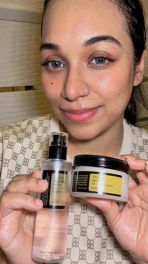 Instagram post by @beenishumair_2020 for COSRX. Caption reads: [...] in one routine ✨ Loving this duo from COSRX....