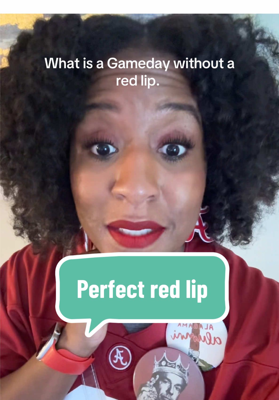 TikTok post by @shonharvey for The Lip Bar. Caption reads: [...] without the right red lip. @thelipbar in Hot....