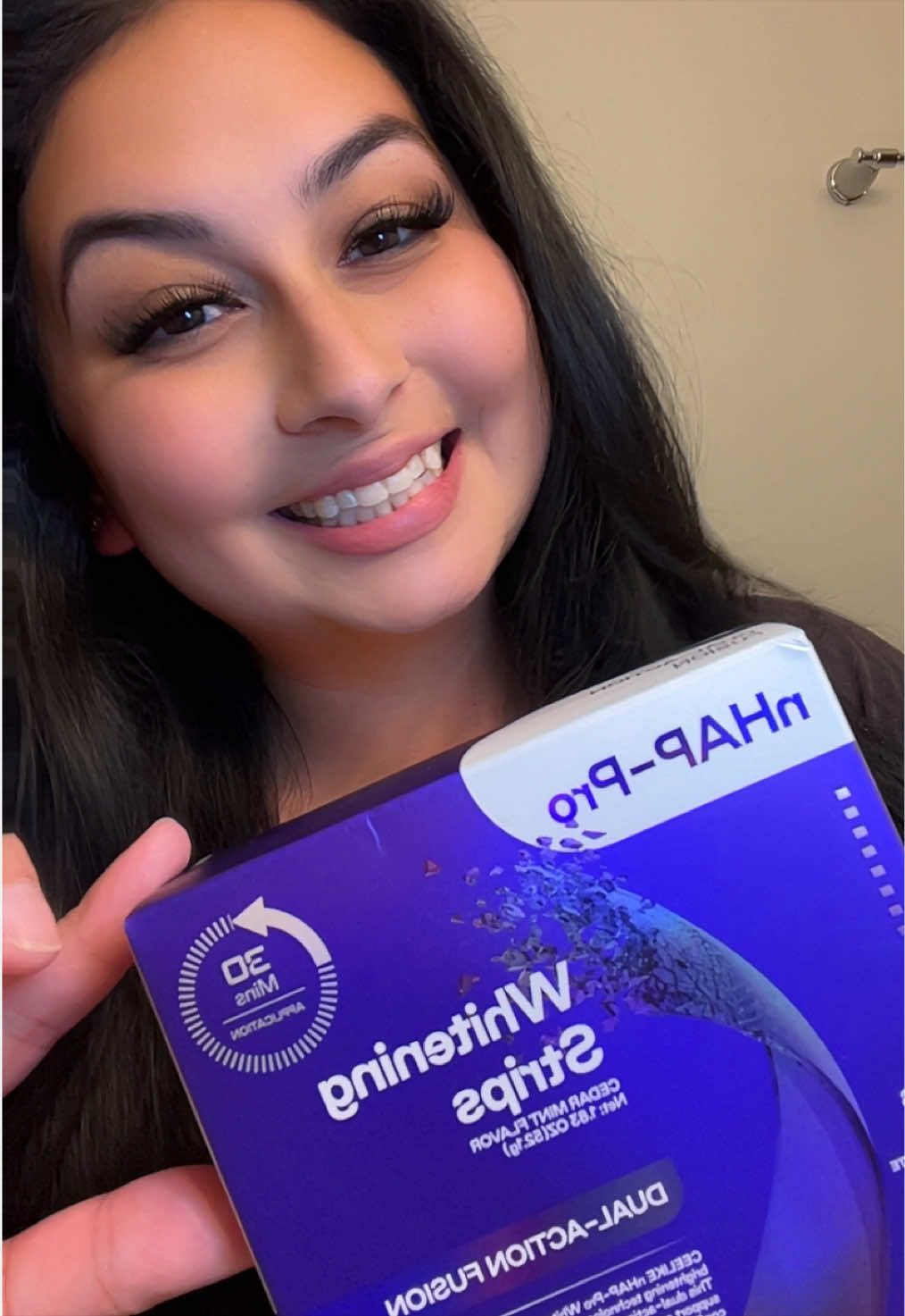 TikTok post by @yourbestiedes for CEELIKE & MSDRWIKEY Oral Care. Caption reads: [...] strips, review!! 😃 @CEELIKE & MSDRWIKEY....