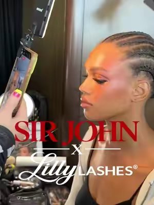 TikTok post by @sirjohn for Lilly Lashes. Caption reads: [...] effect for the Sergio Hudson Show. @Lilly....