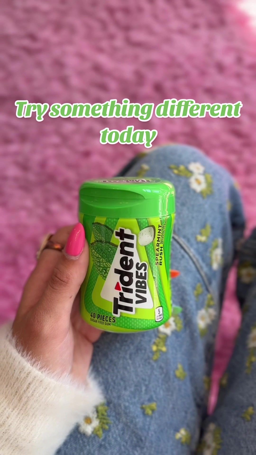 TikTok post by @lisi.shops for Trident Gum. Caption reads: #ad What's your #Tridifferent moment?? 🛼💐🩵🌷....