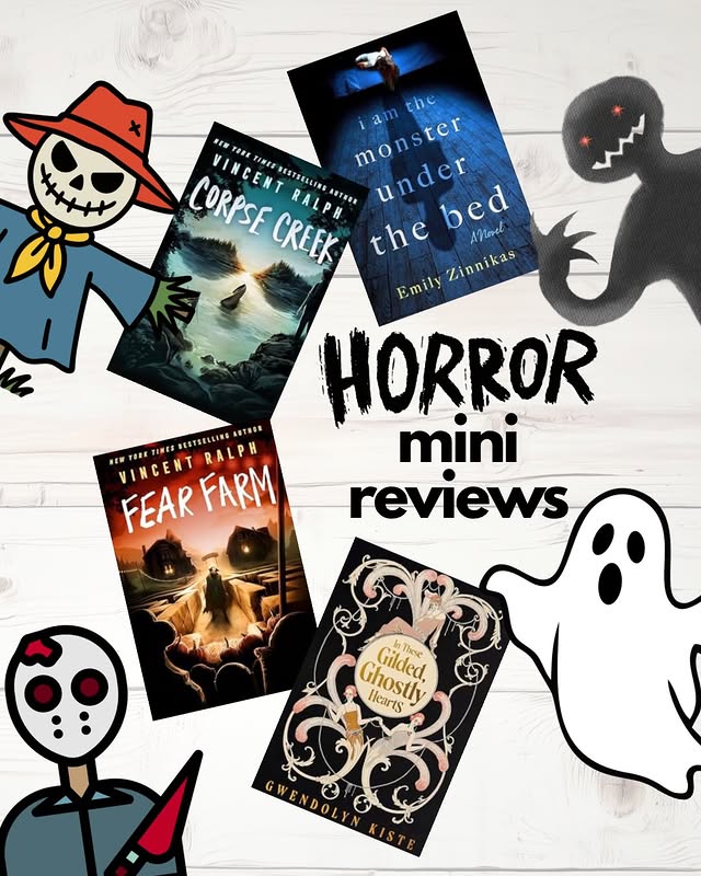 Instagram post by @datewithathriller for Wednesday Books. Caption reads: 🔪👻 HORROR MINI REVIEWS 👻🔪 Spooky season is in....