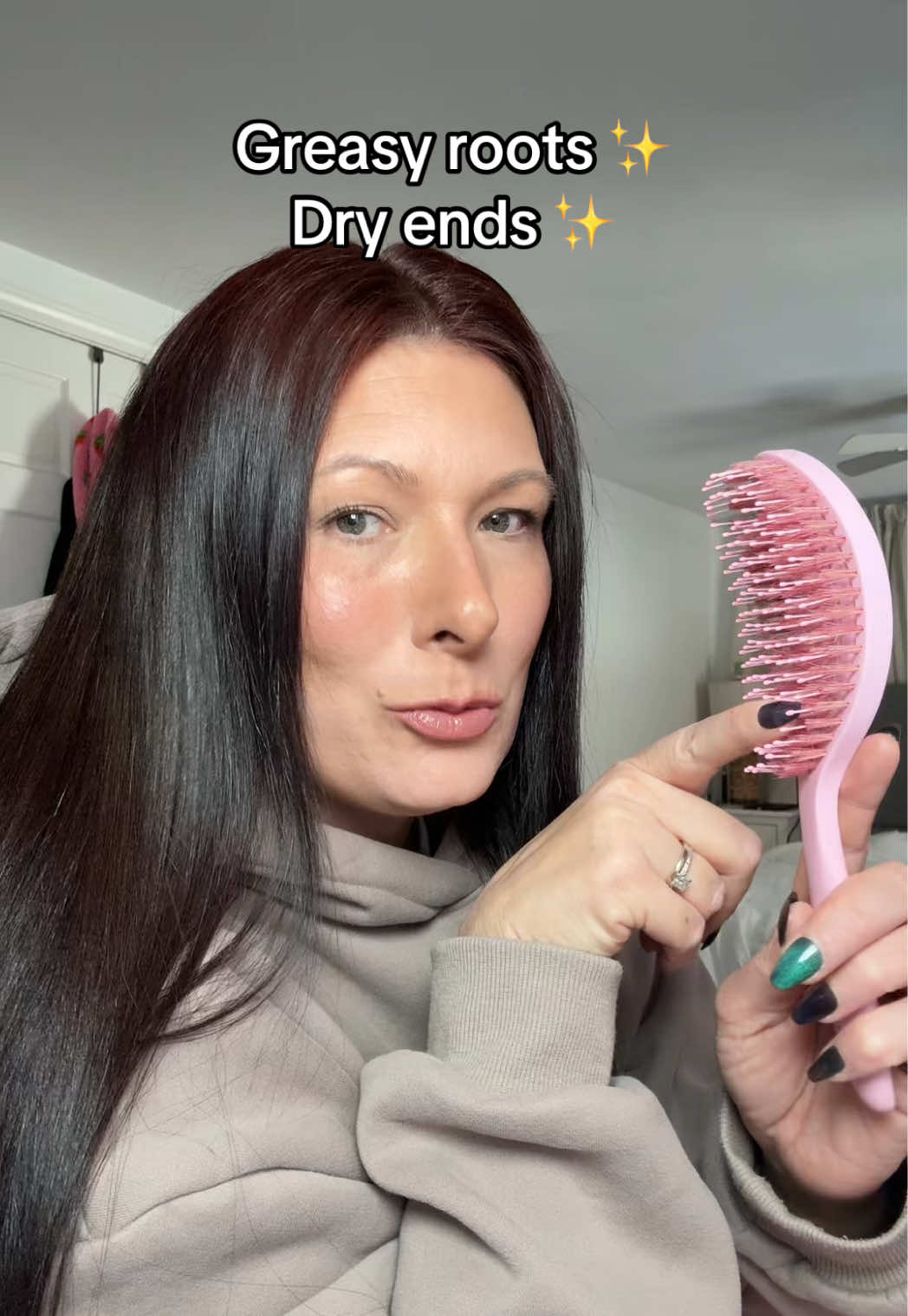TikTok post by @morethanjustcookies for Cocomint Beauty. Caption reads: @cocomintbeauty boars hair brush moves your oils....