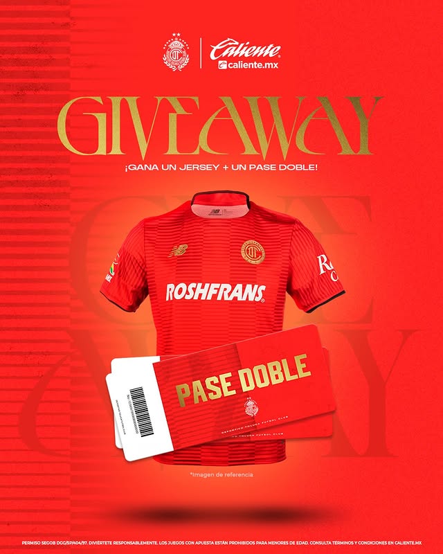 Instagram post by @tolucafc for Caliente.mx. Caption reads: [...] la FINAL DE CONCA junto a Caliente.mx👕 🔴👹....