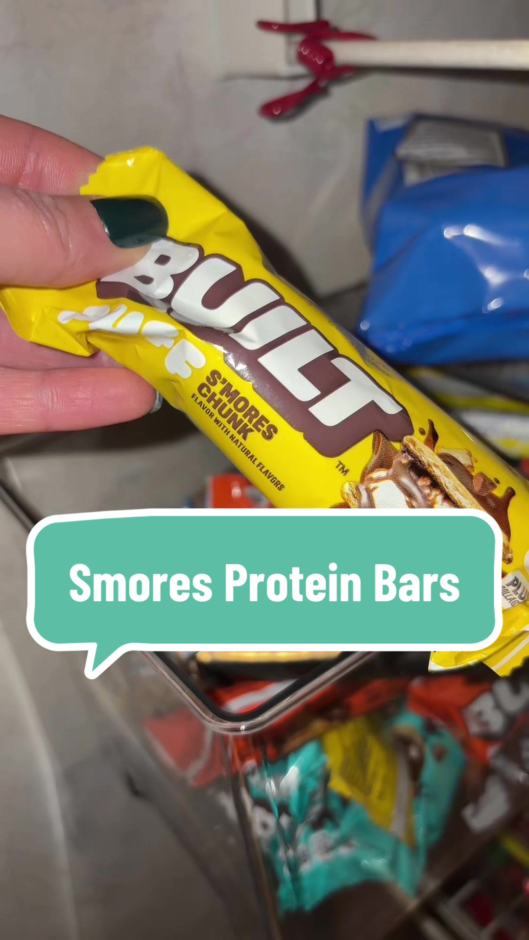TikTok post by @yagirlamberrose for BUILT Bar. Caption reads: [...] the best part #protein #proteinbars....