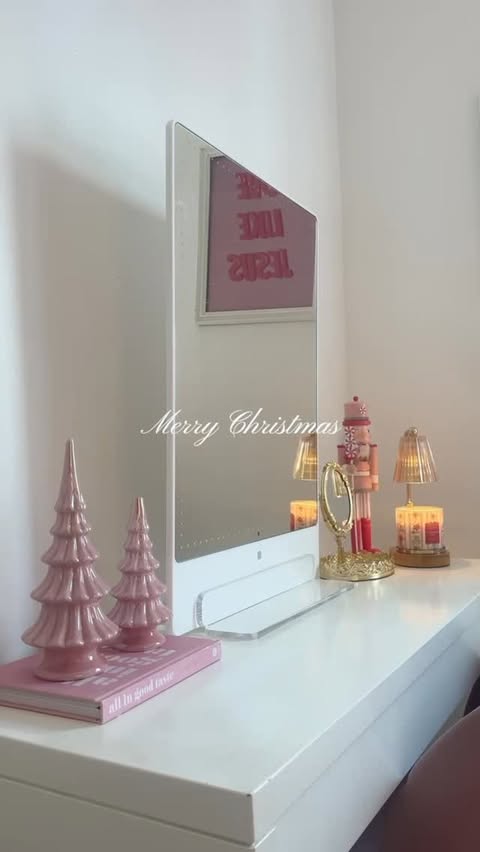 Instagram post by @victoria_sandovalms for RIKI LOVES RIKI. Caption reads: Merry Christmas 🎀💗🌷 ft my rikki tall mirror....