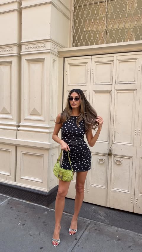 Instagram post by @yhasmina.ferrara for Dynamite Clothing. Caption reads: summer wardrobe on repeat by @dynamiteclothing....