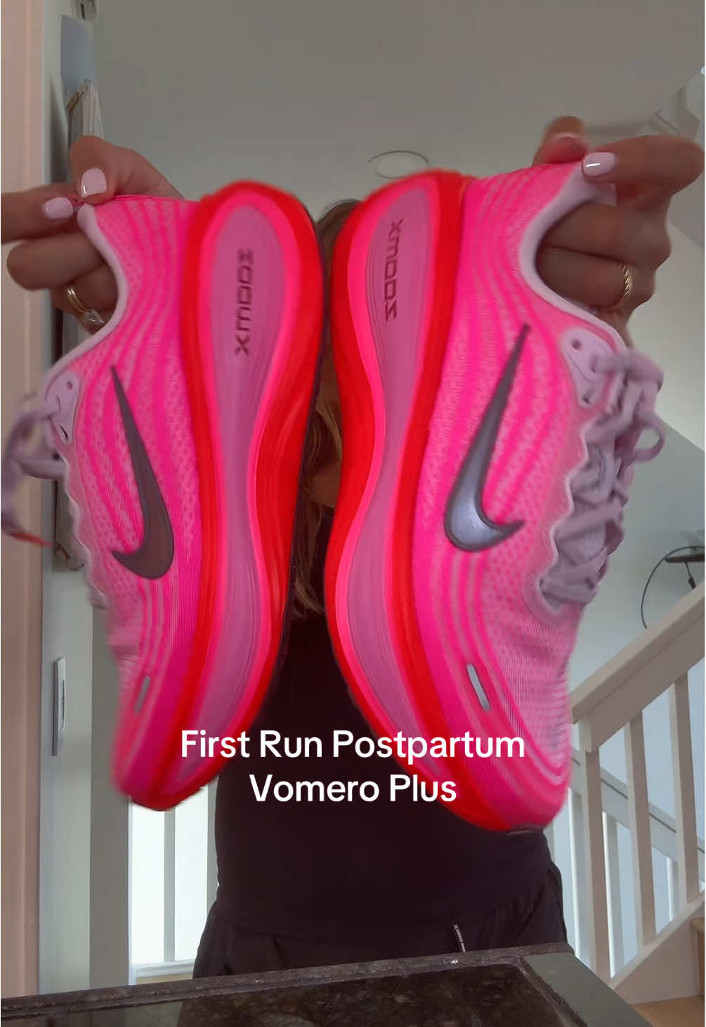 TikTok post by @kerclarke for Nike. Caption reads: [...] Hazel's arrival called for the @Nike Vomero....