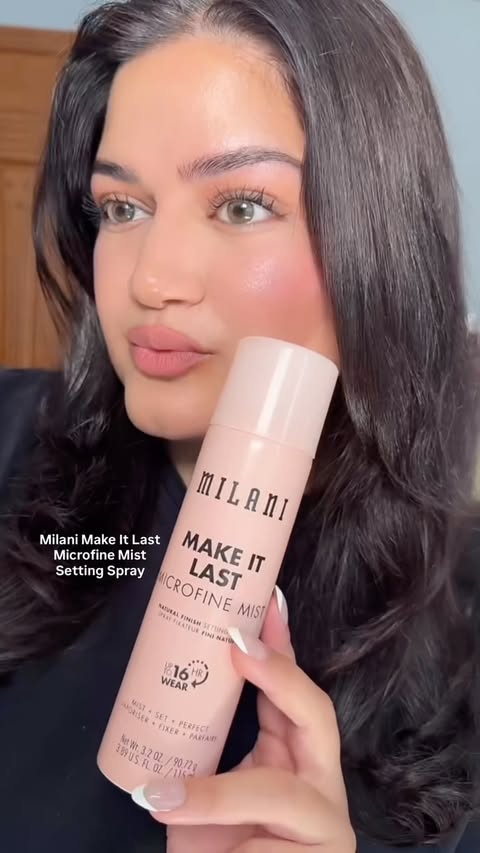 Instagram post by @shadesofprii for Milani Cosmetics. Caption reads: [...] #settingspray #MilaniPartner....