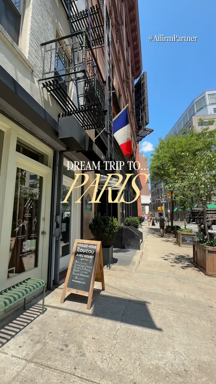 Instagram post by @thekatieromero for Affirm. Caption reads: #AD I booked my DREAM TRIP to Paris using @affirm....