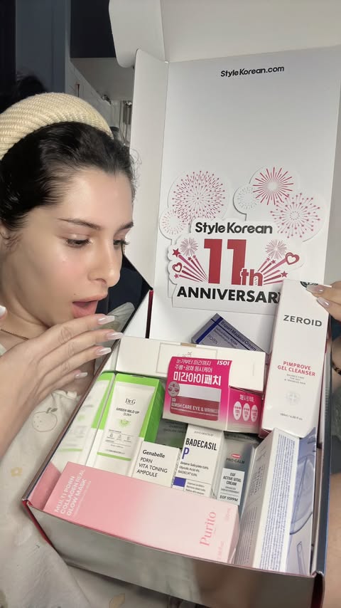 Instagram post by @hajarelmouhafidi for COSRX. Caption reads: My April Pharmacy Box from @stylekorean_global 💙....