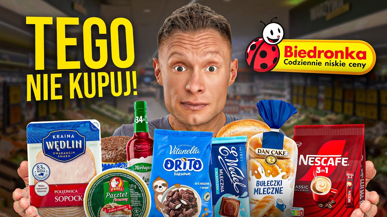 YouTube post by @Michal_Wrzosek for empik. Caption reads: The WORST products from Biedronka. Don't buy....
