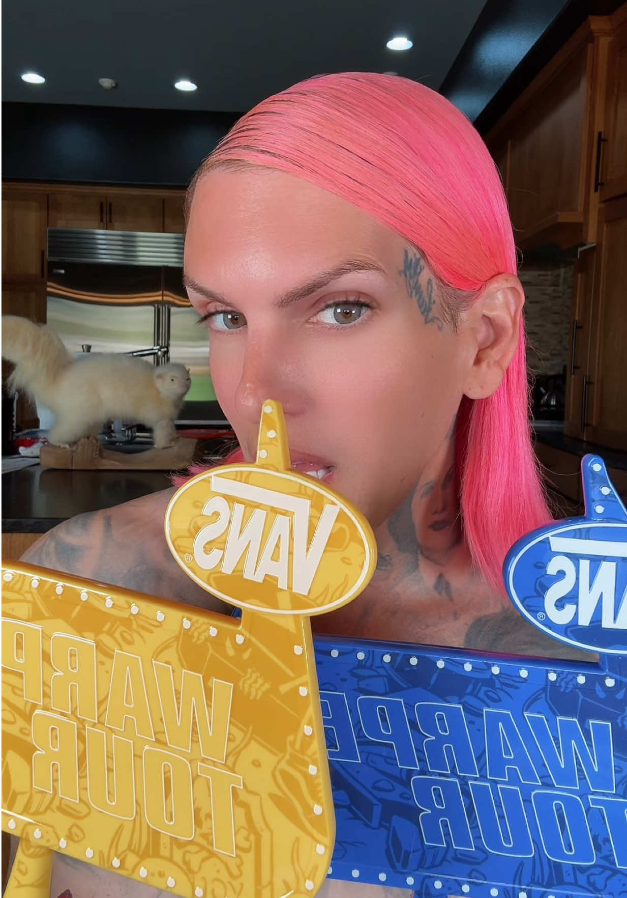 TikTok post by @jeffreestar for Jeffree Star Cosmetics. Caption reads: [...] YELLOW! ⚡️💛 The 2nd official @Jeffree Star....