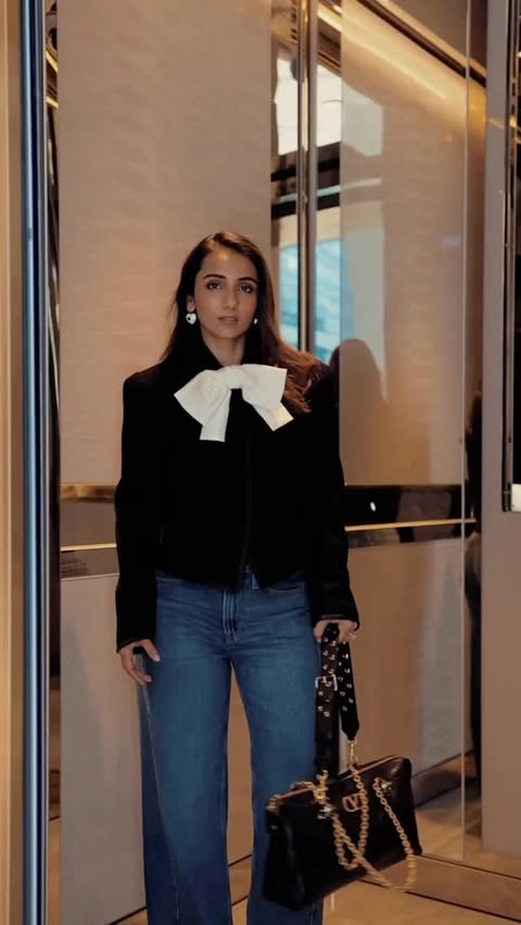 Instagram post by @masoomminawala for Valentino. Caption reads: Serving Miranda energy in @maisonvalentino....