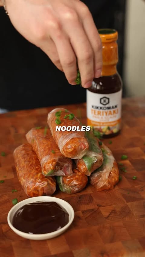Instagram post by @louisgcooks for Kikkoman. Caption reads: A new kind of Spring Roll w/ @kikkomanusa NEW....