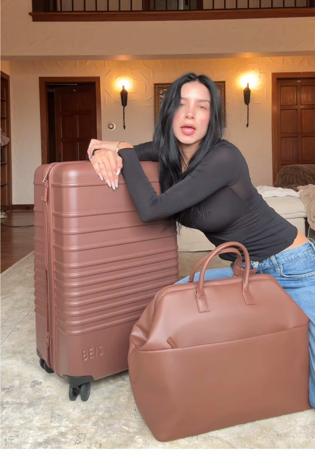 TikTok post by @salomeandreaa for BÉIS Travel. Caption reads: staycation with my girls @BÉIS #beispartner .