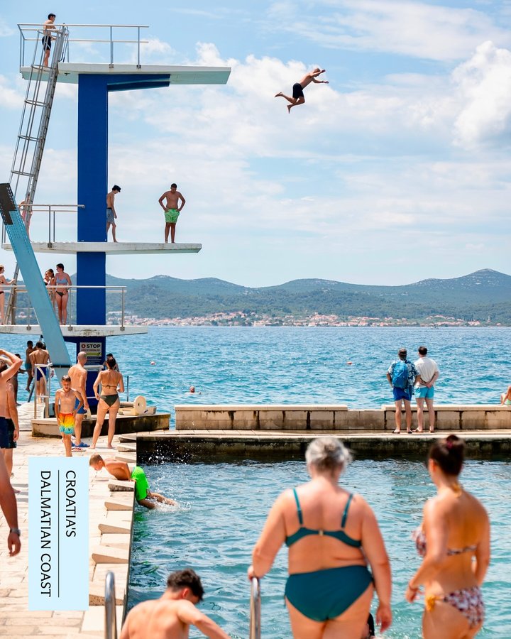 Instagram post by @cynblooms for Lonely Planet. Caption reads: A longtime summer favorite, Dalmatia’s rocky coast....