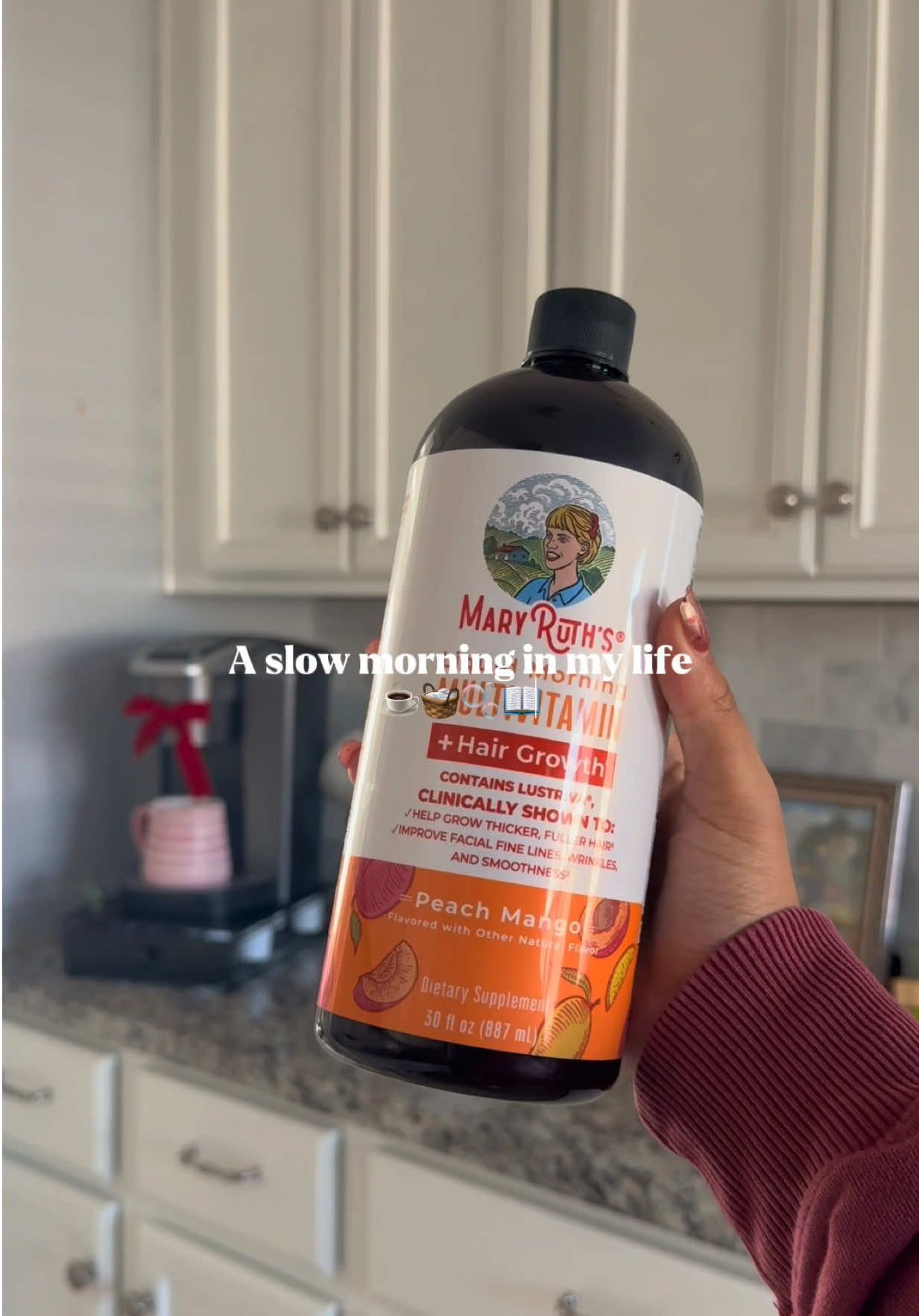 TikTok post by @alyssavangi for MaryRuth Organics. Caption reads: Spend a slow morning with me ☕️🧺 I am fully in my....