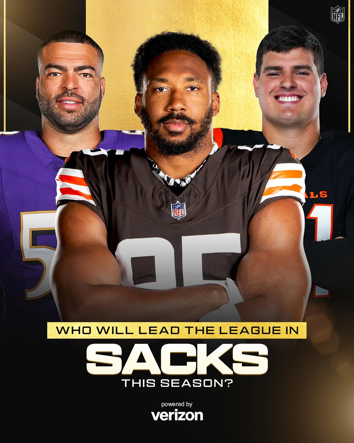 Instagram post by @nfl for Verizon. Caption reads: Who’s taking the sack title this year?.