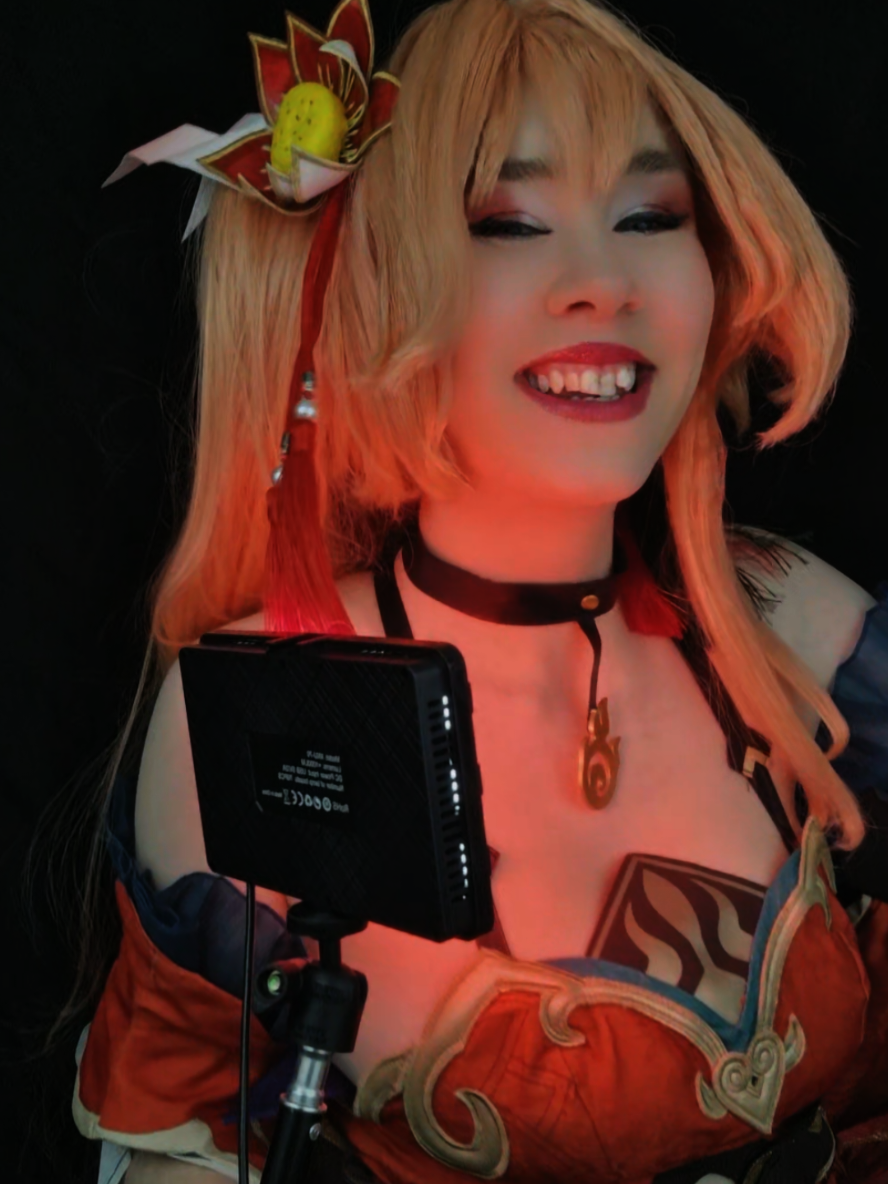 TikTok post by @violet..requiem for Uwowo Cosplay. Caption reads: [...] Cosplay: Uwowo Guinaifen @Uwowo Cosplay....