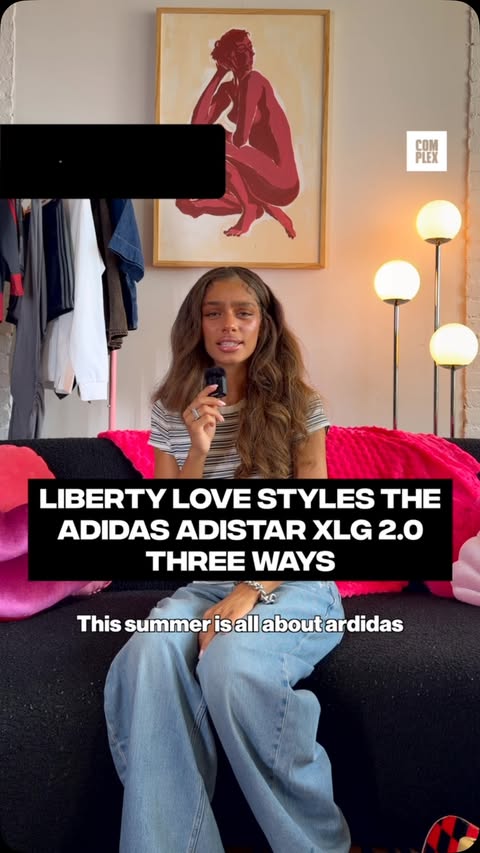 Instagram post by @libertyloveee for adidas Originals. Caption reads: [...] ❤️ - for #2 💙 - for #3 Powered by....