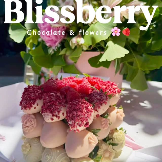 Instagram post by @zainabadilblog_ for Rose Forever. Caption reads: @blissberry_choco 🍓 🍫 🎂 
#ad #sponsored....