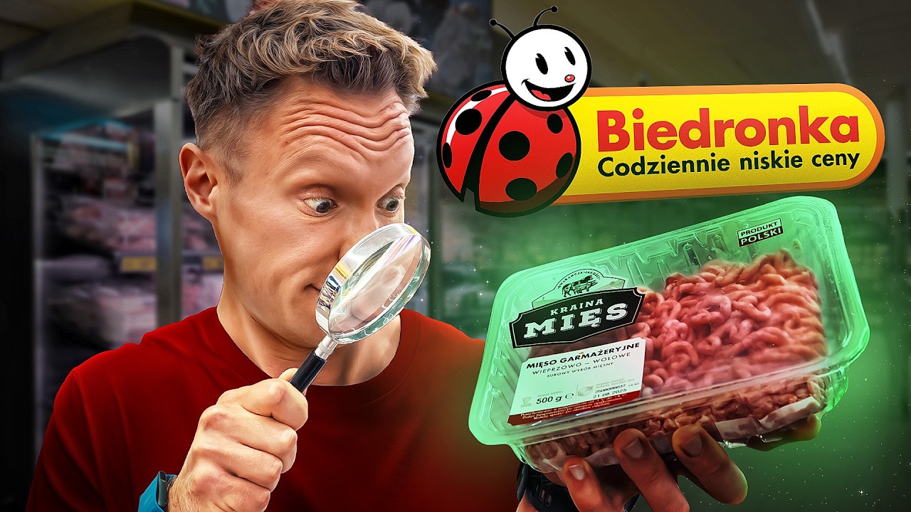 YouTube post by @Michal_Wrzosek for empik. Caption reads: BEST vs WORST MEAT from BIEDRONKA 🐞 What does a....