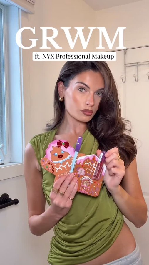 Instagram post by @gabriiiellegagnon for NYX Cosmetics. Caption reads: Holiday GRWM ft. @nyxcosmetics ✨ #nyx #nyxpartner....
