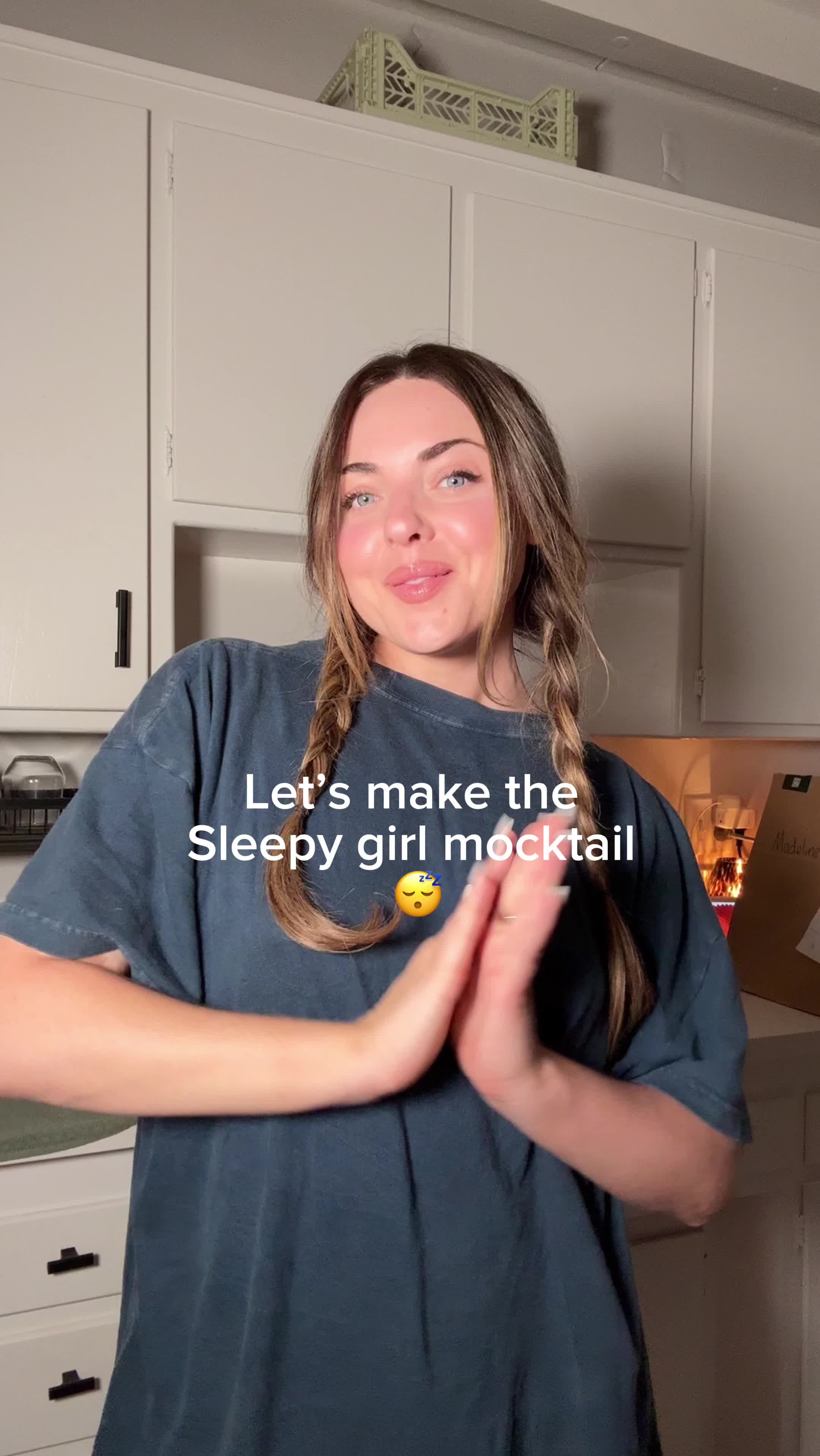 TikTok post by @madeleinebyrnee for Natural Vitality. Caption reads: The sleepy girl mocktail is the nightly go to....