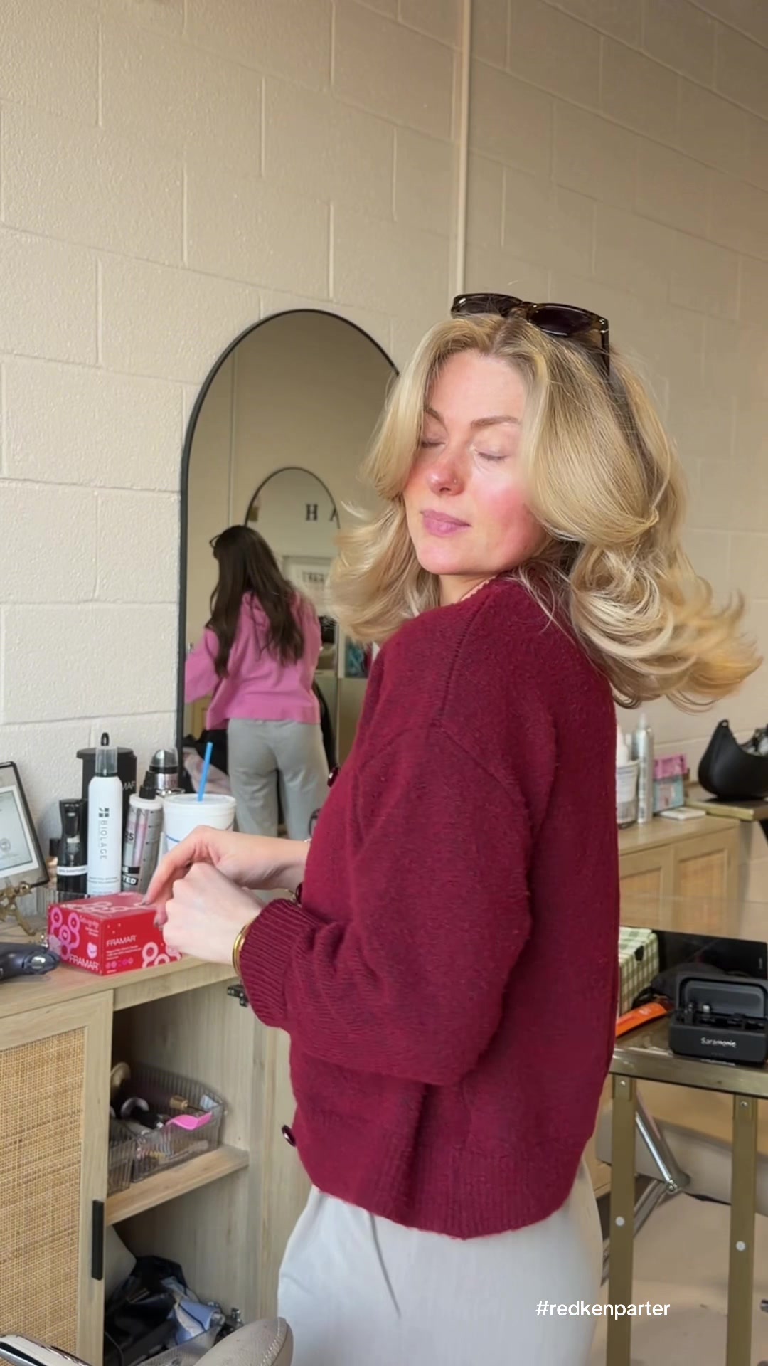 TikTok post by @kyndal_bret for Framar. Caption reads: [...] #ditl #salonlife @framar.